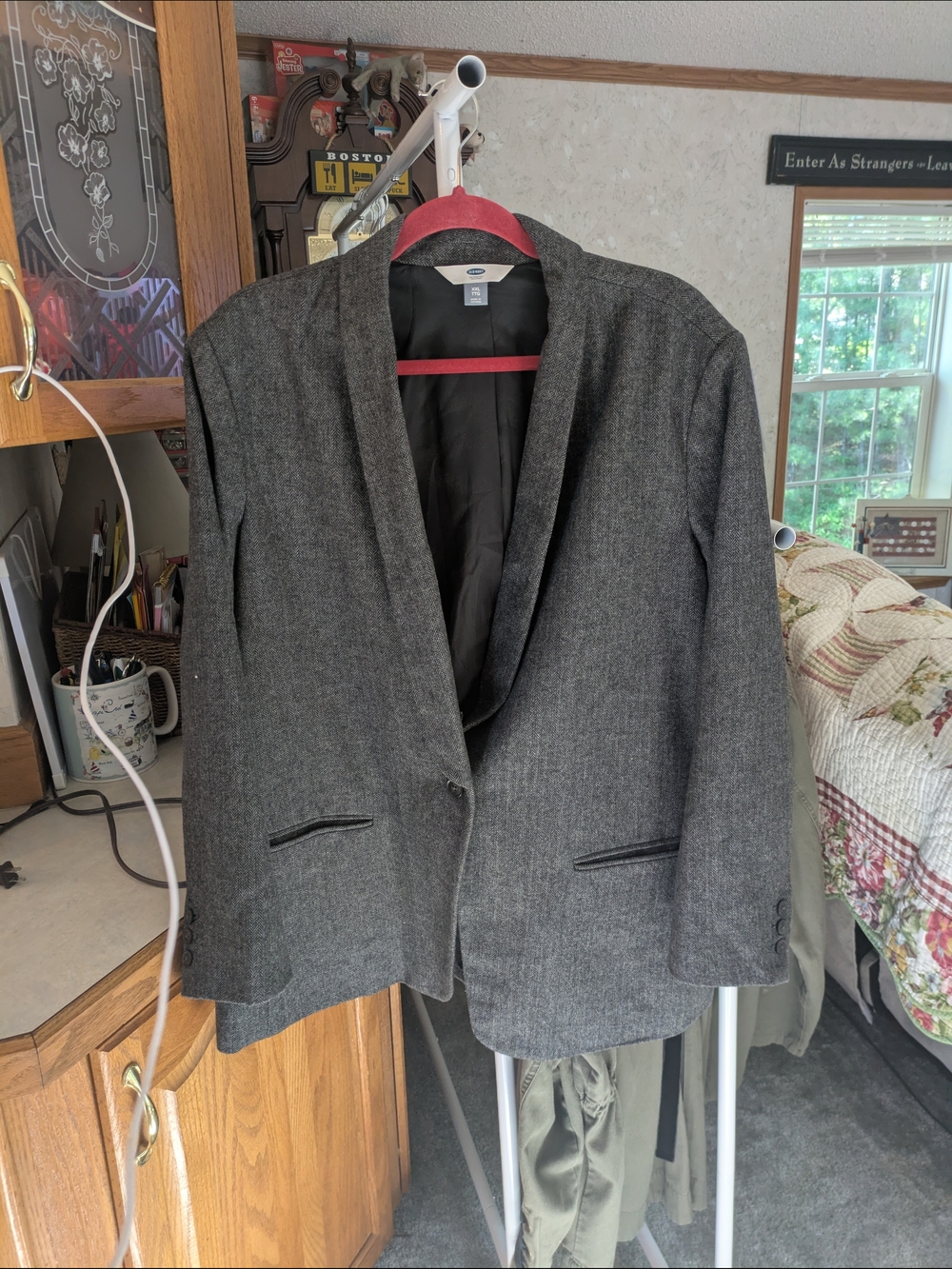 Old Navy Women's Charcoal Gray Open-Front Blazer